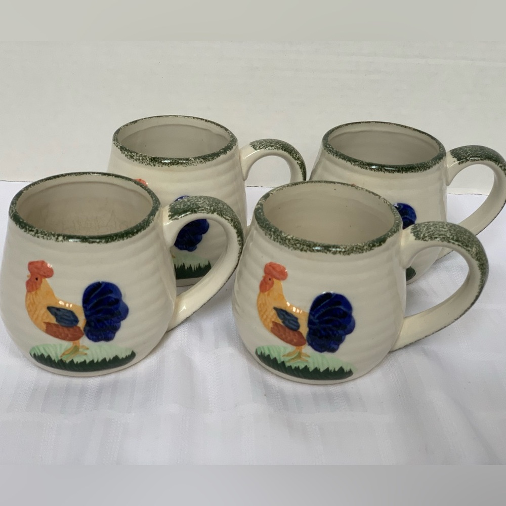 ALCO  | Set of 4 | Raised Rooster Ribbed Mug